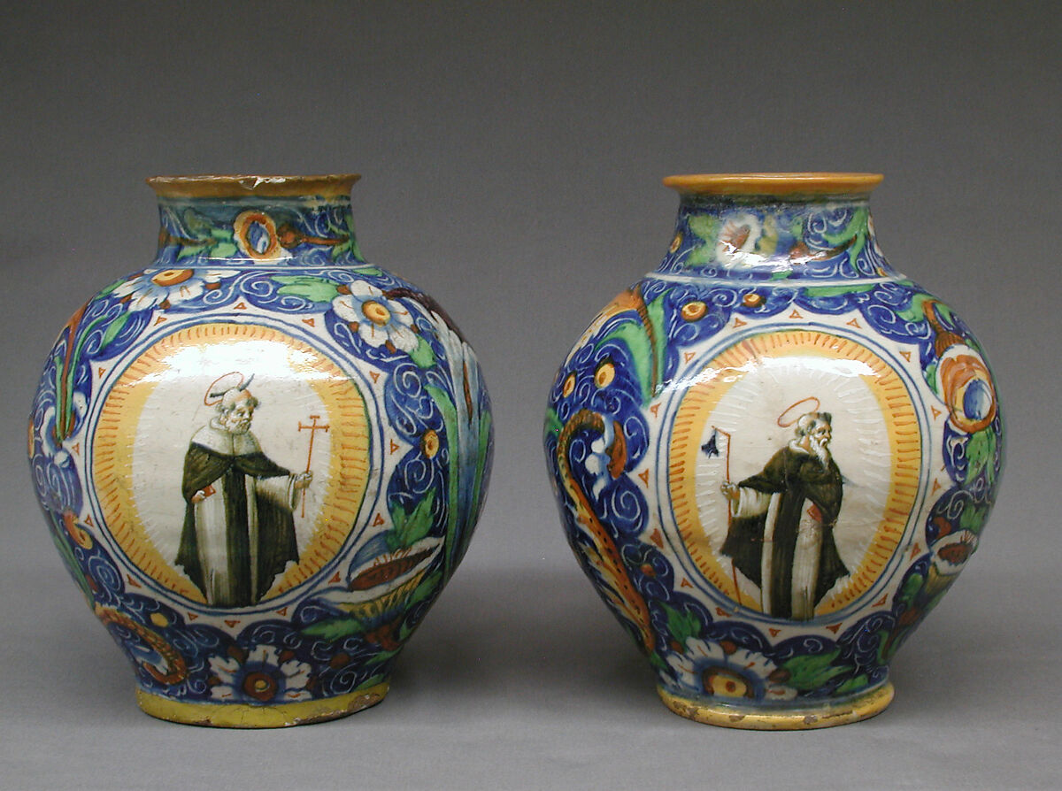 Globular vase, Style of Domenico Veneziano (Italian, active by 1438–died 1461 Florence), Maiolica (tin-glazed earthenware), Italian, Venice