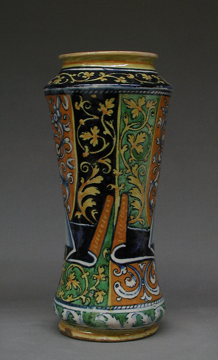 Albarello, Workshop of Lazzaro workshop, Maiolica (tin-glazed earthenware), Italian, Palermo, Sicily