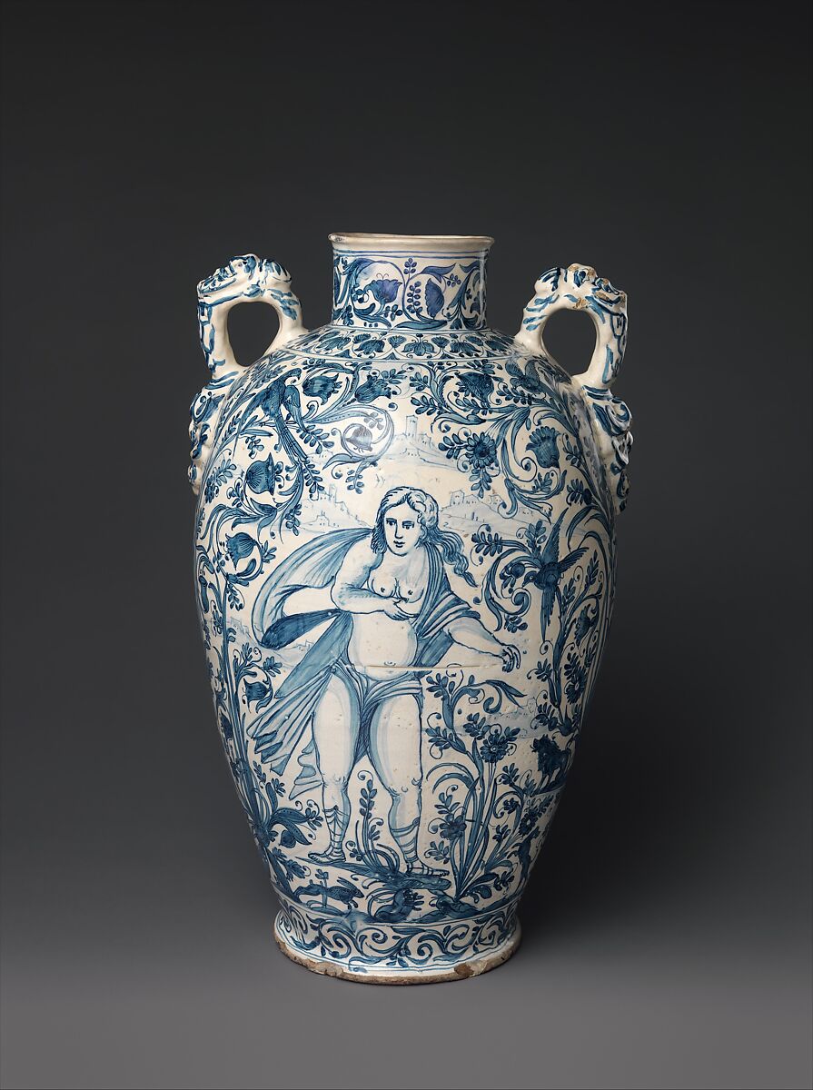 Drug vase (one of a pair), Maiolica (tin-glazed earthenware), Italian