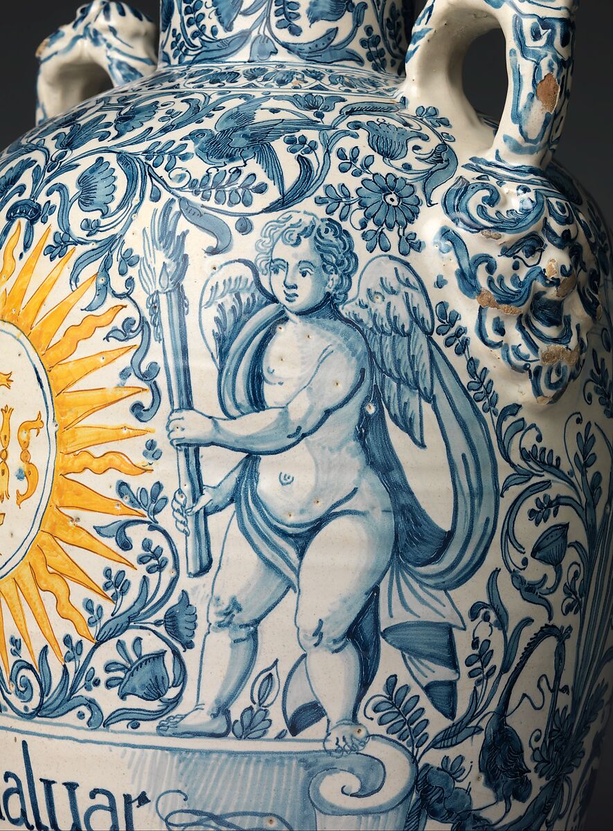 Drug vase (one of a pair), Maiolica (tin-glazed earthenware), Italian