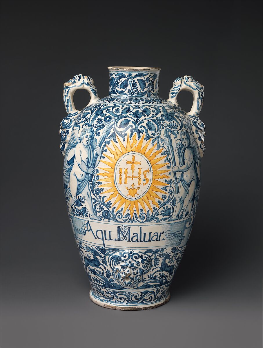 Drug vase (one of a pair), Maiolica (tin-glazed earthenware), Italian 