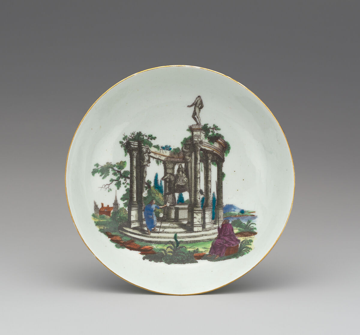Cup and saucer, Worcester factory (British, 1751–2008), Soft-paste porcelain, British, Worcester