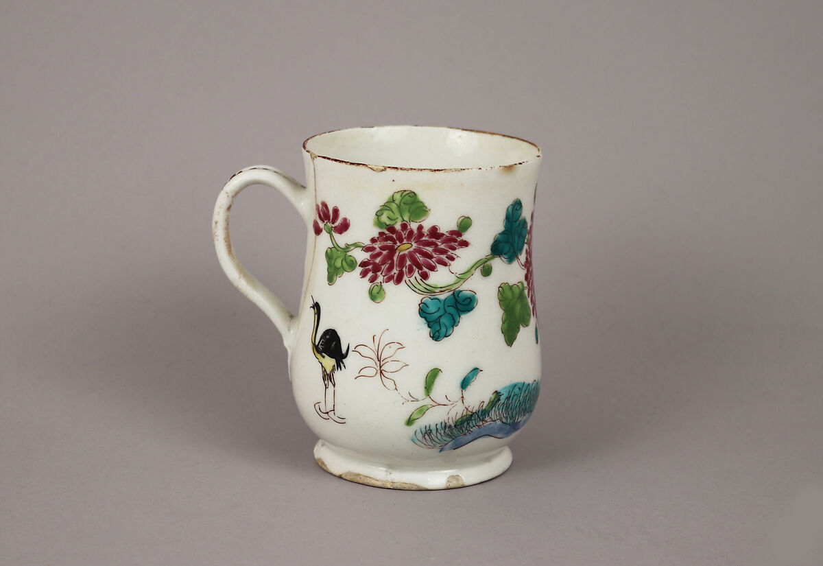 Mug, Bow Porcelain Factory (British, 1747–1776), Soft-paste porcelain, British, Bow, London