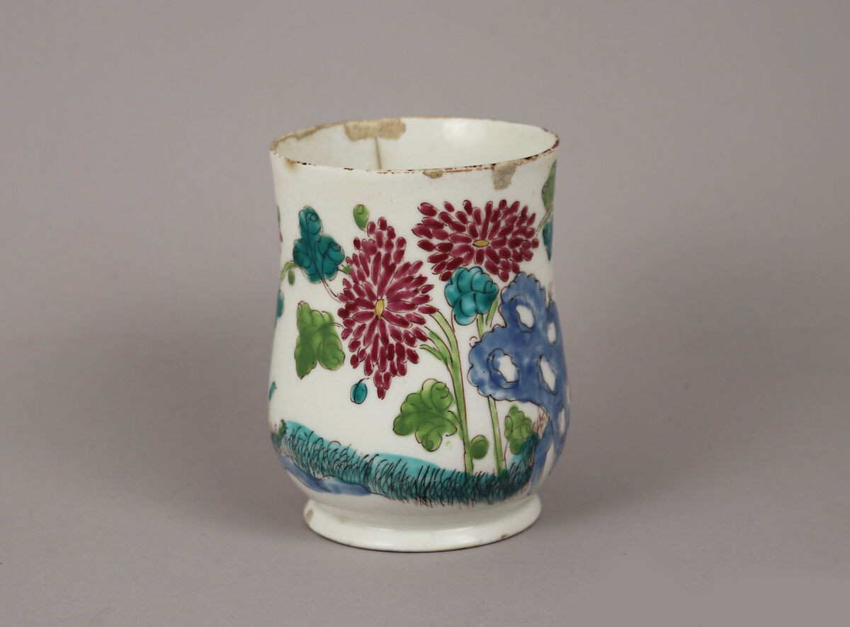 Mug, Bow Porcelain Factory (British, 1747–1776), Soft-paste porcelain, British, Bow, London