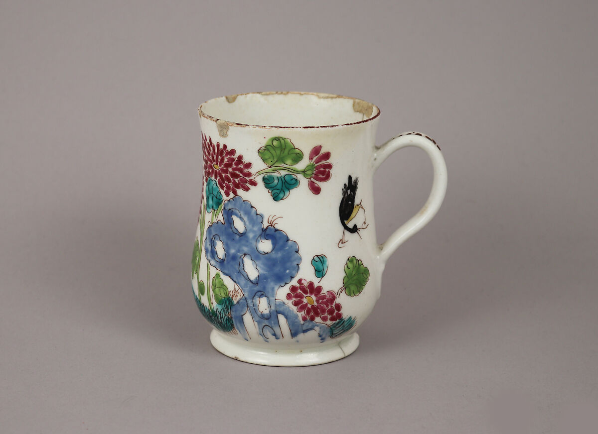 Mug, Bow Porcelain Factory (British, 1747–1776), Soft-paste porcelain, British, Bow, London