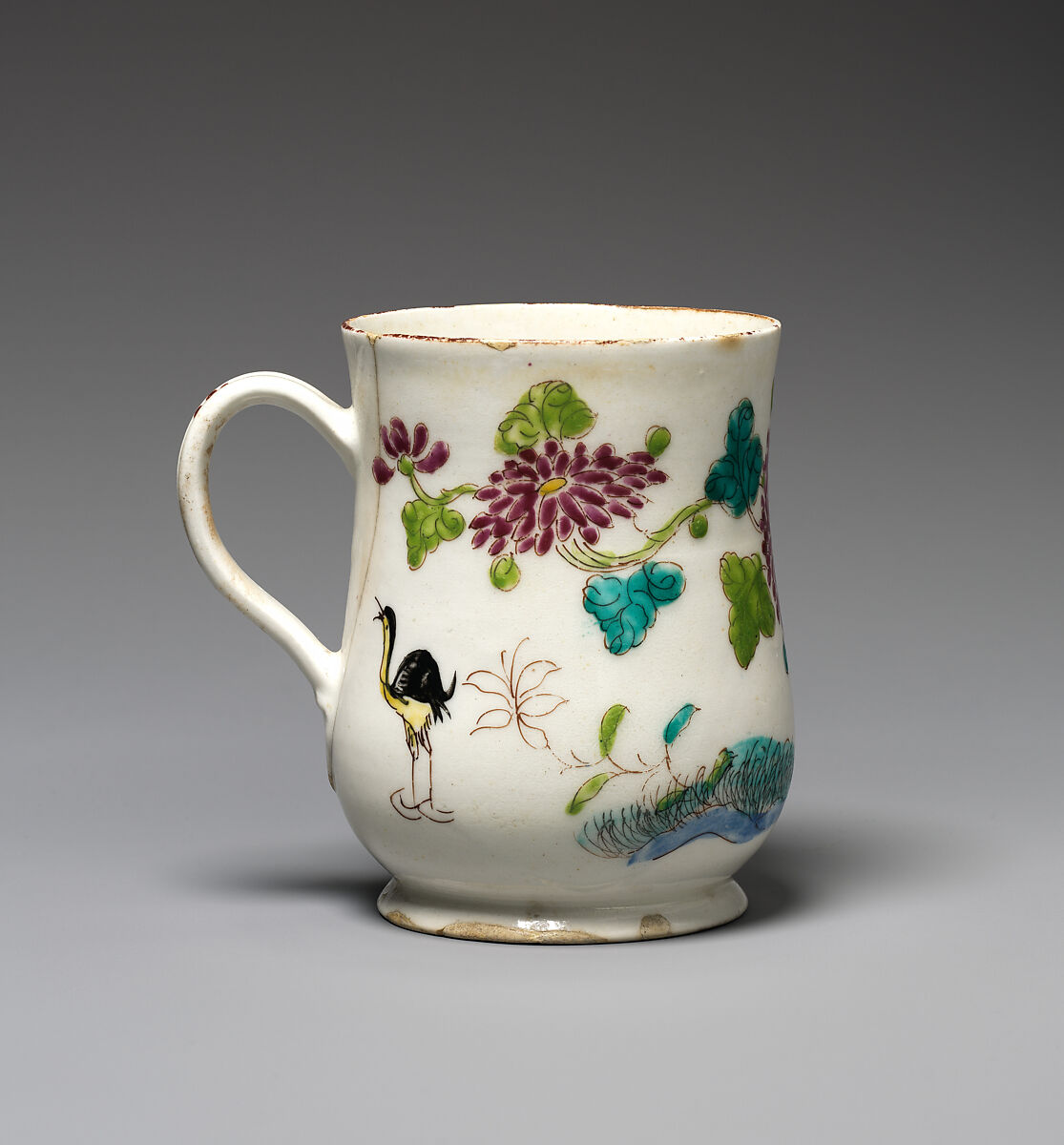 Mug, Bow Porcelain Factory (British, 1747–1776), Soft-paste porcelain, British, Bow, London