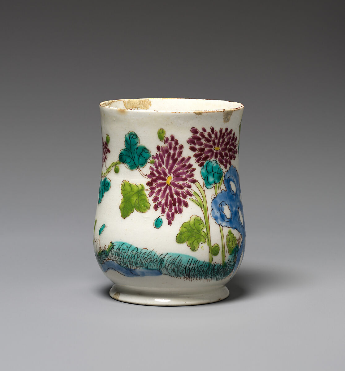 Mug, Bow Porcelain Factory (British, 1747–1776), Soft-paste porcelain, British, Bow, London