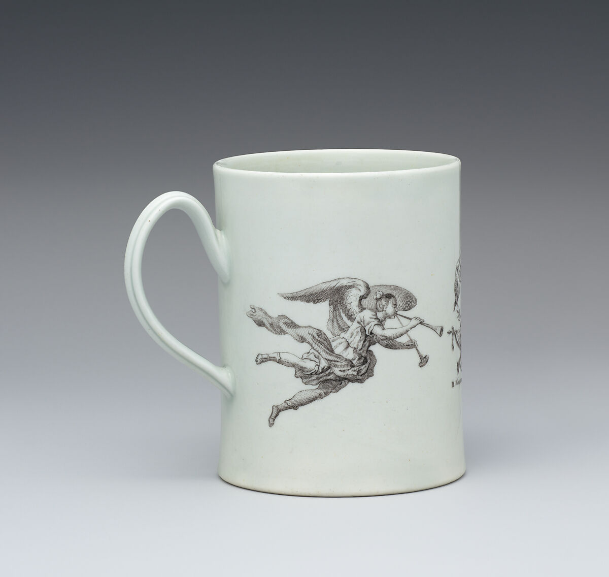 Mug with portrait of Frederick the Great, Worcester factory (British, 1751–2008), Soft-paste porcelain, British, Worcester