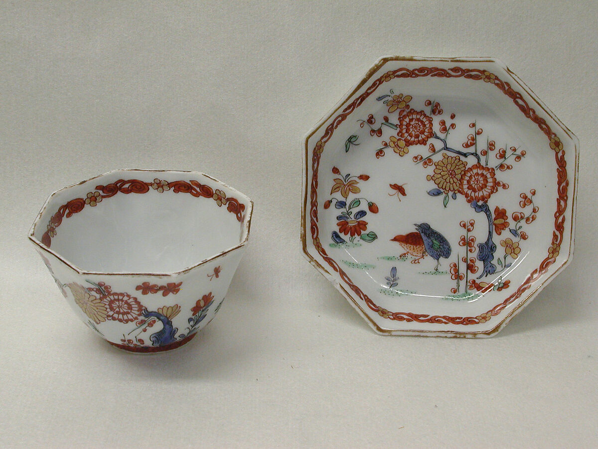 Cup and saucer, Hard-paste porcelain, British 