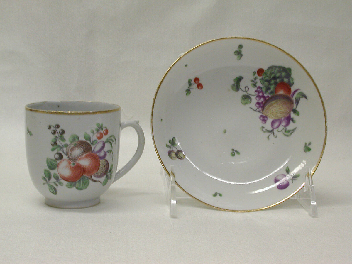 Cup and saucer, Cozzi Manufactory (Italian, 1764–1812), Hard-paste porcelain, Italian, Venice 