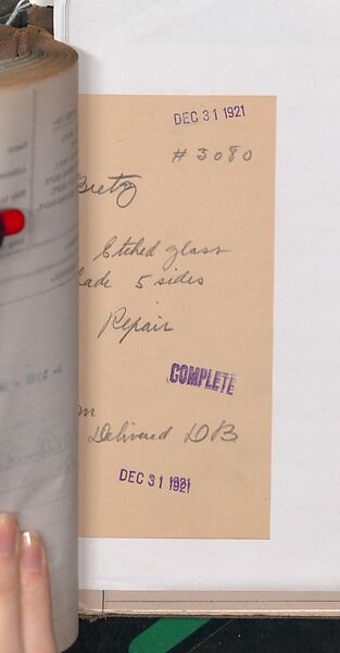 Tiffany Studios Lamp Department Ledger Book, Tiffany Studios (1902–32), pencil and ink on paper, American