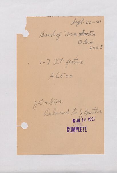 Tiffany Studios Lamp Department Ledger Book, Tiffany Studios (1902–32), pencil and ink on paper, American