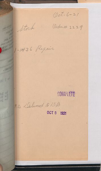 Tiffany Studios Lamp Department Ledger Book, Tiffany Studios (1902–32), pencil and ink on paper, American