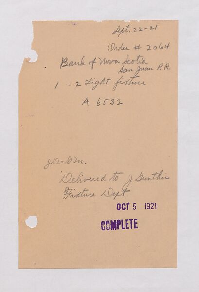 Tiffany Studios Lamp Department Ledger Book, Tiffany Studios (1902–32), pencil and ink on paper, American