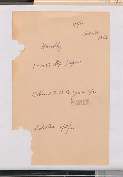 Tiffany Studios Lamp Department Ledger Book, Tiffany Studios (1902–32), pencil and ink on paper, American