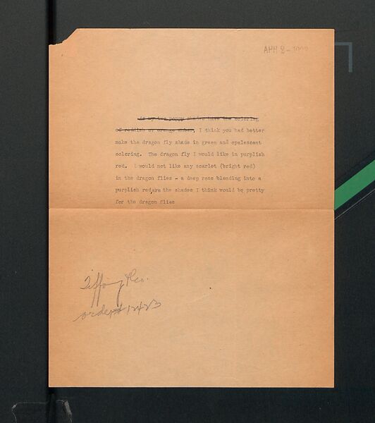 Tiffany Studios Lamp Department Ledger Book, Tiffany Studios (1902–32), pencil and ink on paper, American