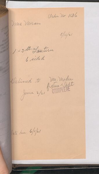 Tiffany Studios Lamp Department Ledger Book, Tiffany Studios (1902–32), pencil and ink on paper, American