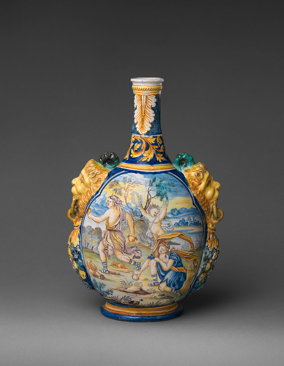 Vase, Based on an engraving in the 1676 translation by Isaac de Benserade, Earthenware, French, Nevers 