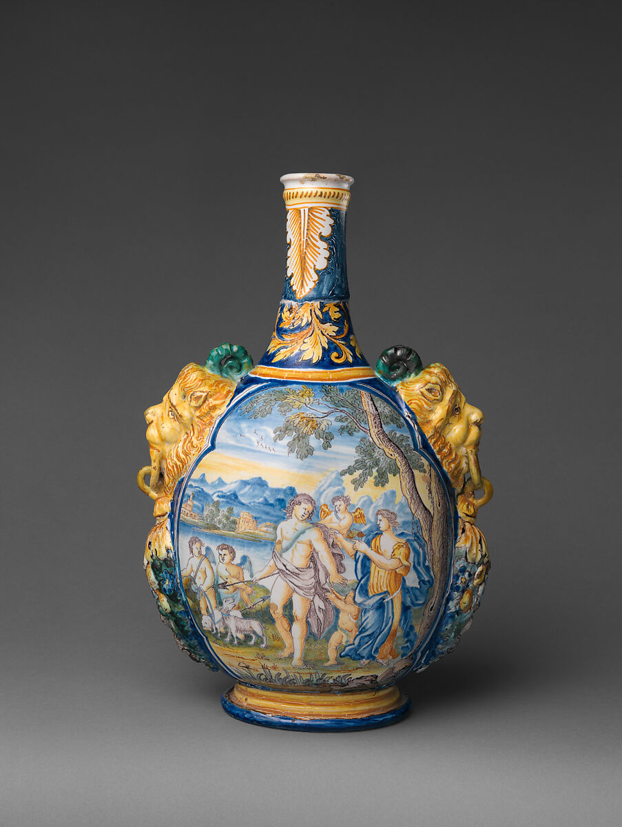 Vase, Based on an engraving in the 1676 translation by Isaac de Benserade, Earthenware, French, Nevers