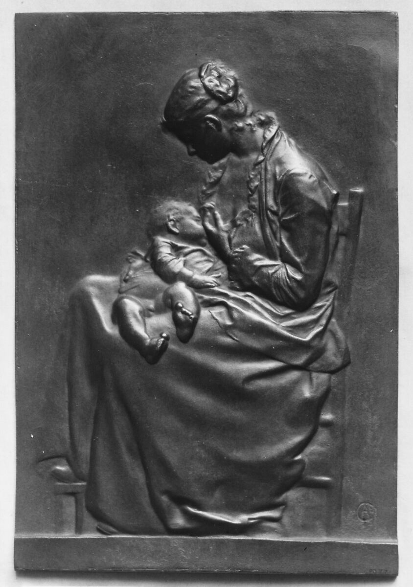 Motherhood (Maternité), Alexandre-Louis-Marie Charpentier (French, Paris 1856–1909 Neuilly), Bronze, dark brown patina, French 