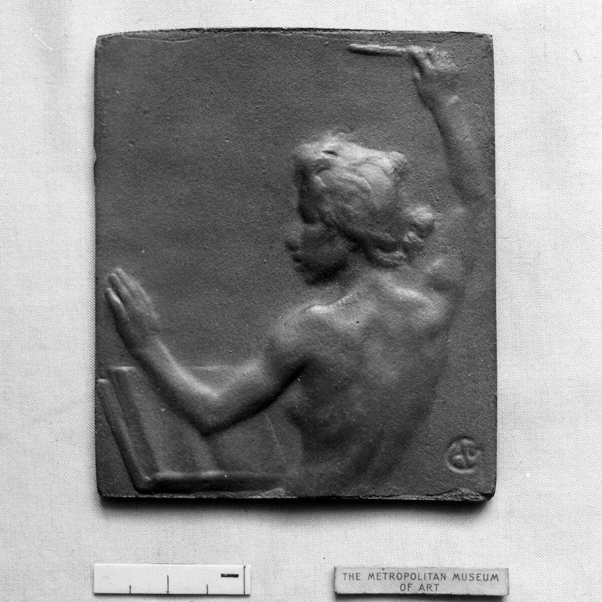 Woman conducting an orchestra, Alexandre-Louis-Marie Charpentier (French, Paris 1856–1909 Neuilly), Bronze, cast, almost square, single, French 