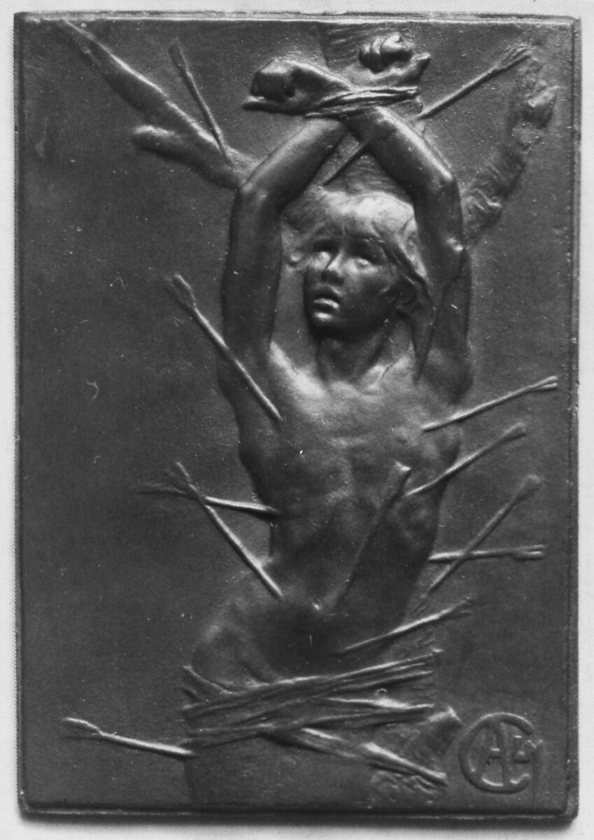 Martydom of Saint Sebastian, Alexandre-Louis-Marie Charpentier (French, Paris 1856–1909 Neuilly), Bronze, cast, single, French 