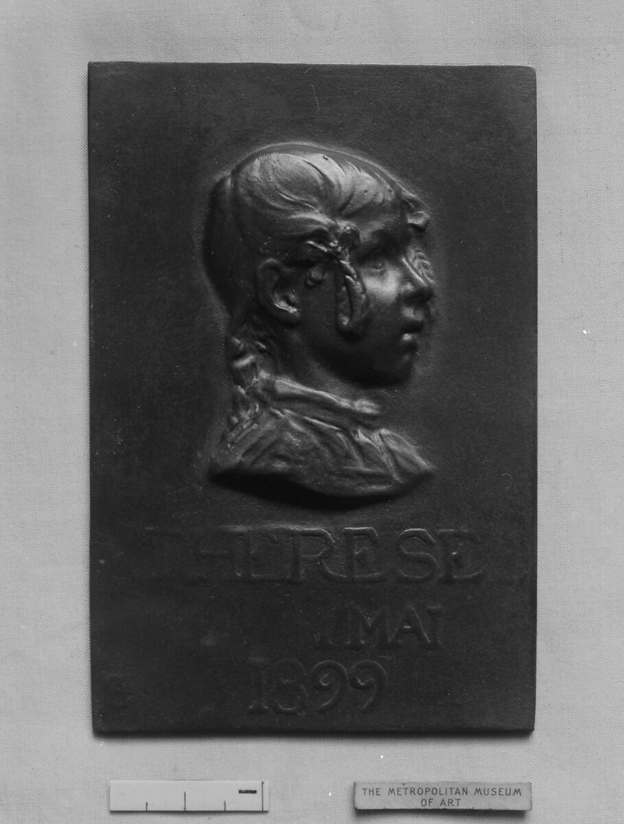 Therese, Alexandre-Louis-Marie Charpentier (French, Paris 1856–1909 Neuilly), Bronze, cast, oblong, rectangle, single, French 