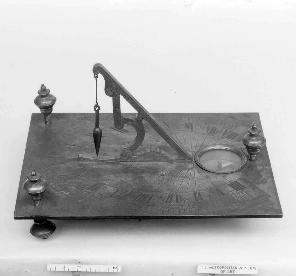 Portable compass dial, Johann Klocksperger, Brass, silver-plated, Bohemian, Prague 