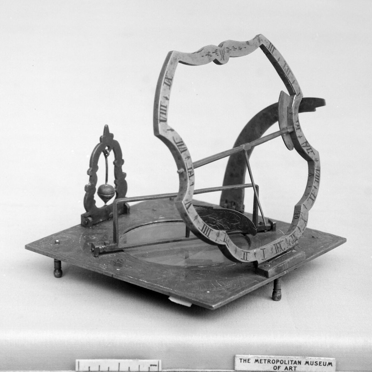 Portable equatorial sundial, Lorenz Gräsl (German, ca. 1740–1805), Brass, German, Augsburg 