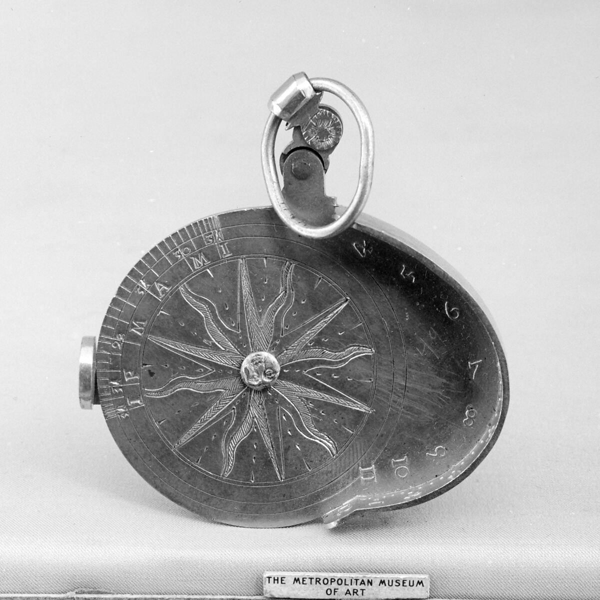 Vertical sundial, H.W. W., Gilded brass, German or Polish 