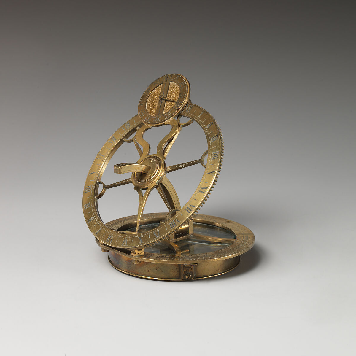 Equinoctial dial, Thomas Wright, Gilded brass, British 
