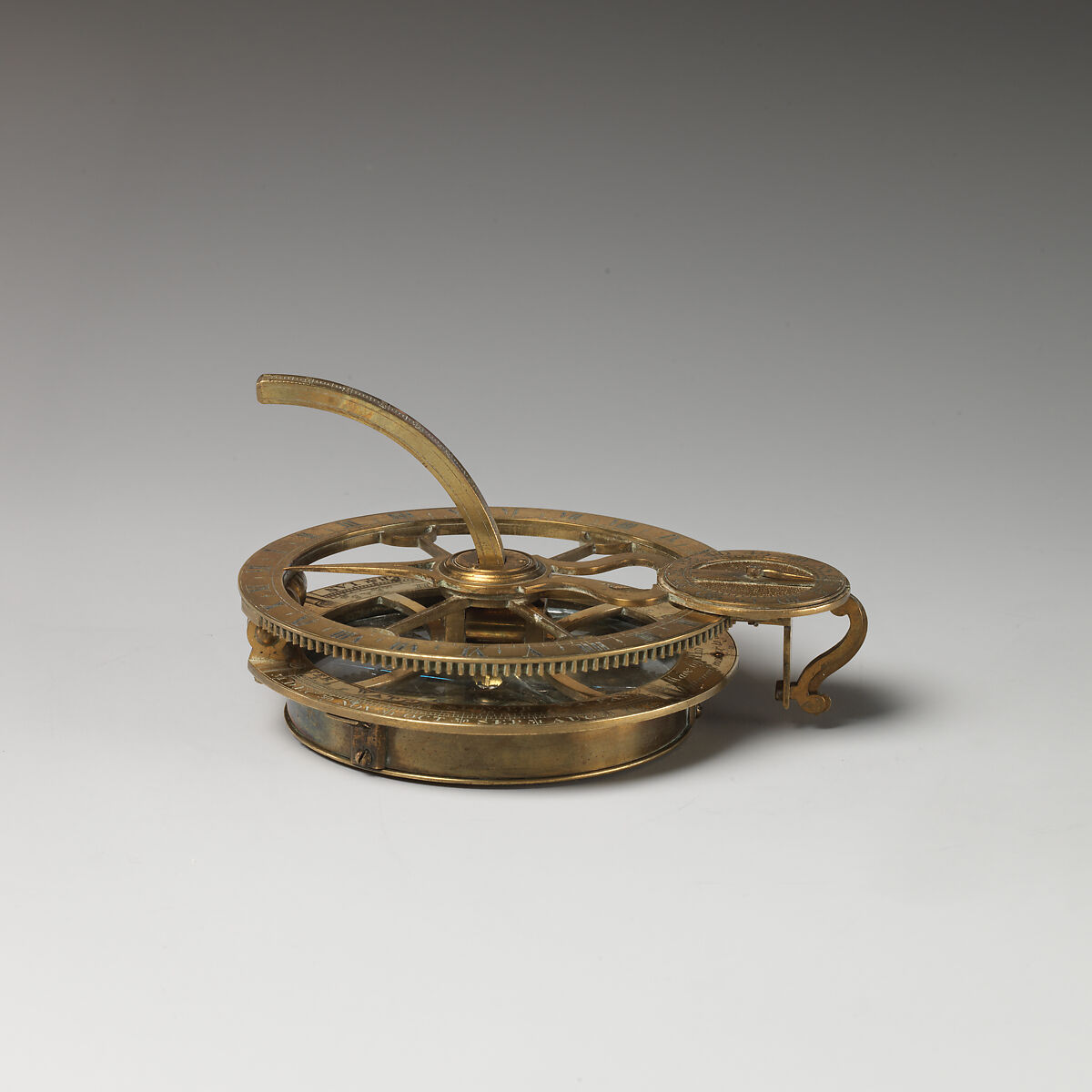 Equinoctial dial, Thomas Wright, Gilded brass, British