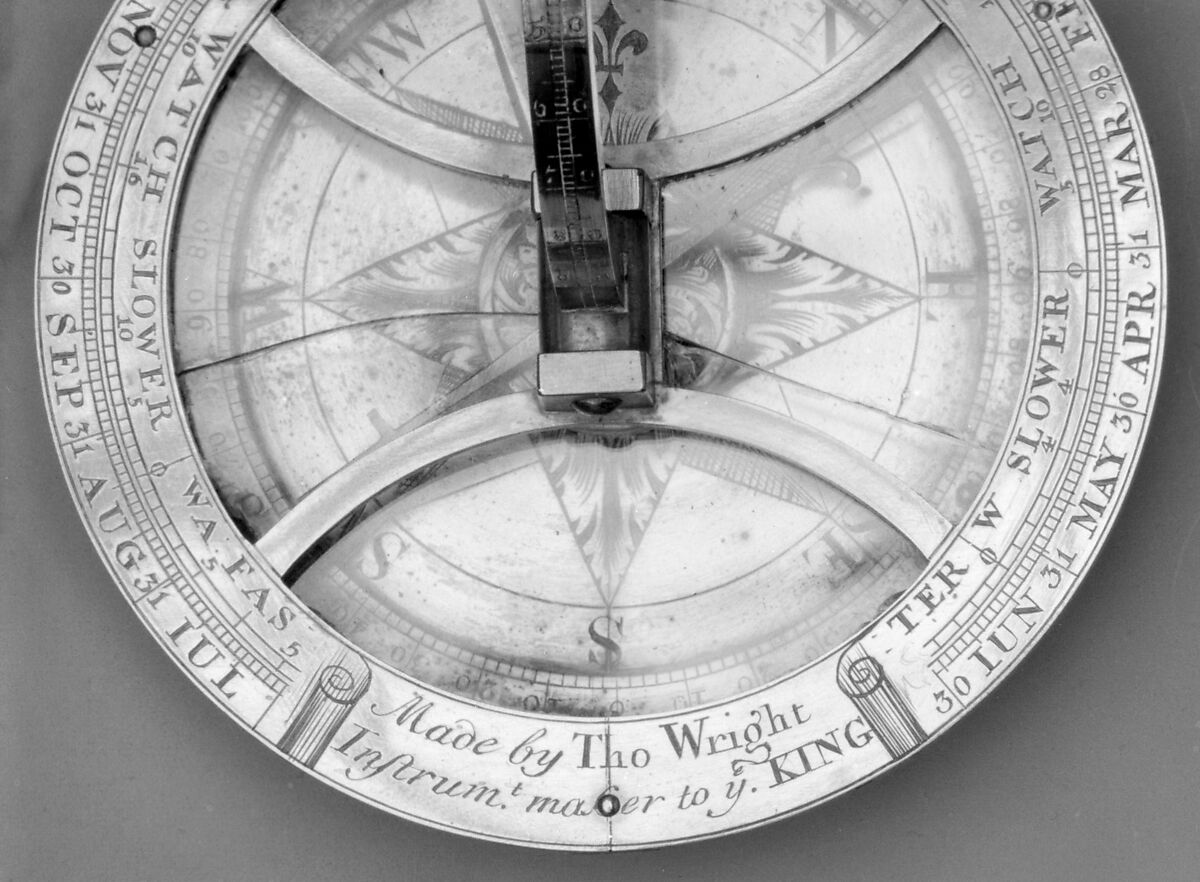 Equinoctial dial, Thomas Wright, Gilded brass, British