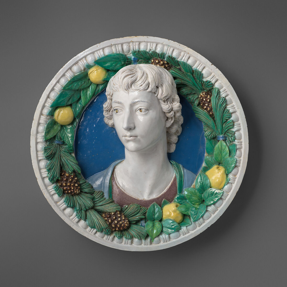 Head of a youth, Glazed terracotta, Italian, Florence