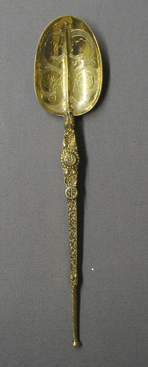 Coronation spoon, JW and ECW (partnership), Silver-gilt, British, after British original 