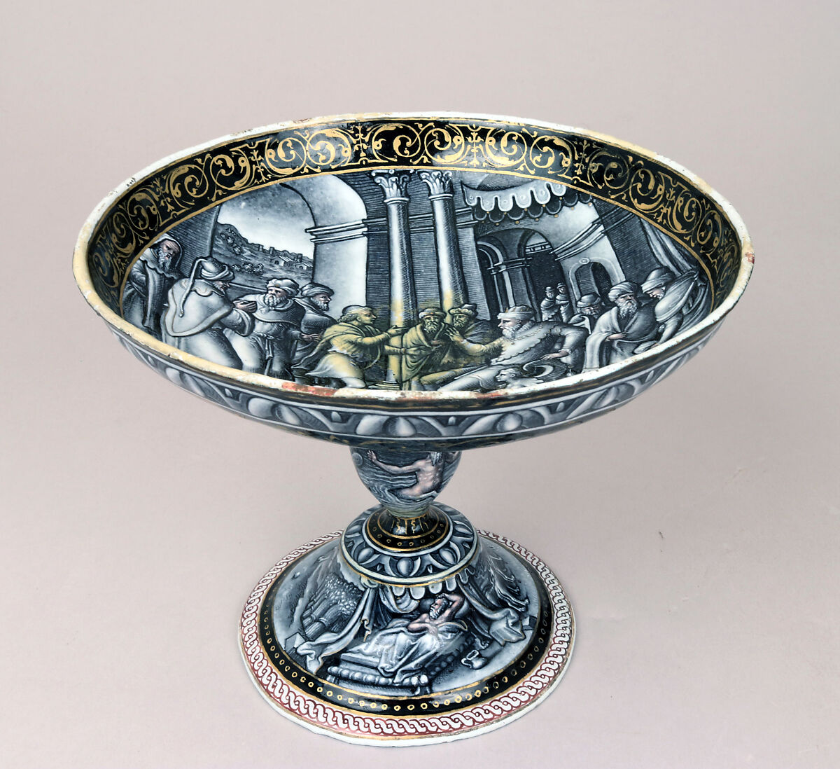 Scenes from the Life of Joseph, Pierre Reymond (born 1513, working 1537, died after 1584), Painted enamel on copper, partly gilt; gilded metal finial of later date, French, Limoges