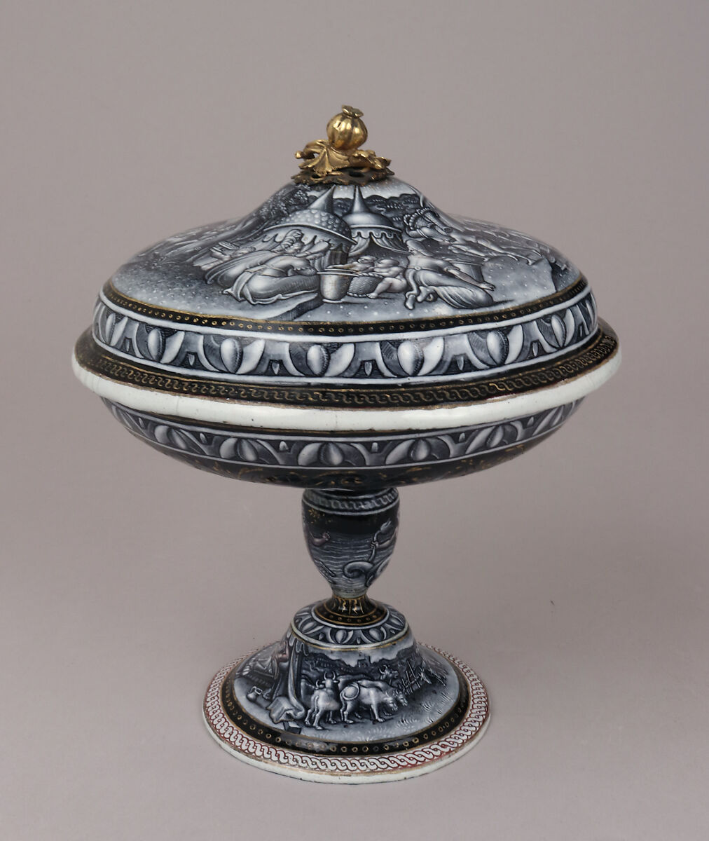 Scenes from the Life of Joseph, Pierre Reymond (born 1513, working 1537, died after 1584), Painted enamel on copper, partly gilt; gilded metal finial of later date, French, Limoges