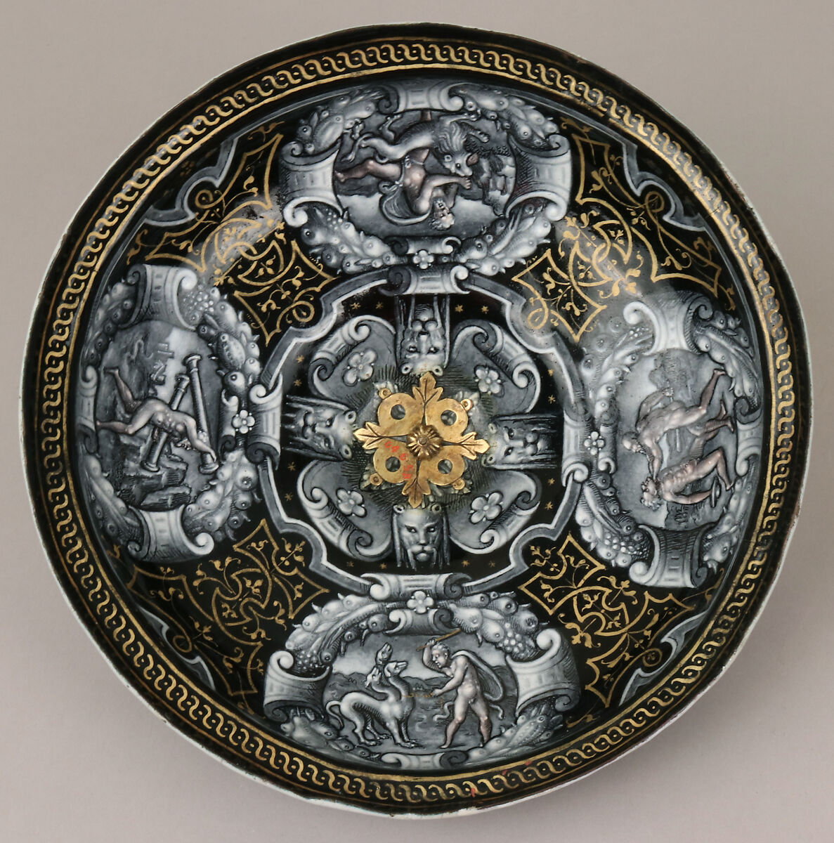 Scenes from the Life of Joseph, Pierre Reymond (born 1513, working 1537, died after 1584), Painted enamel on copper, partly gilt; gilded metal finial of later date, French, Limoges