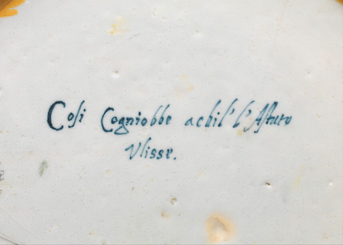 Dish with The Discovery of Achilles, Probably Fontana workshops, Maiolica (tin-glazed earthenware), Italian, Urbino