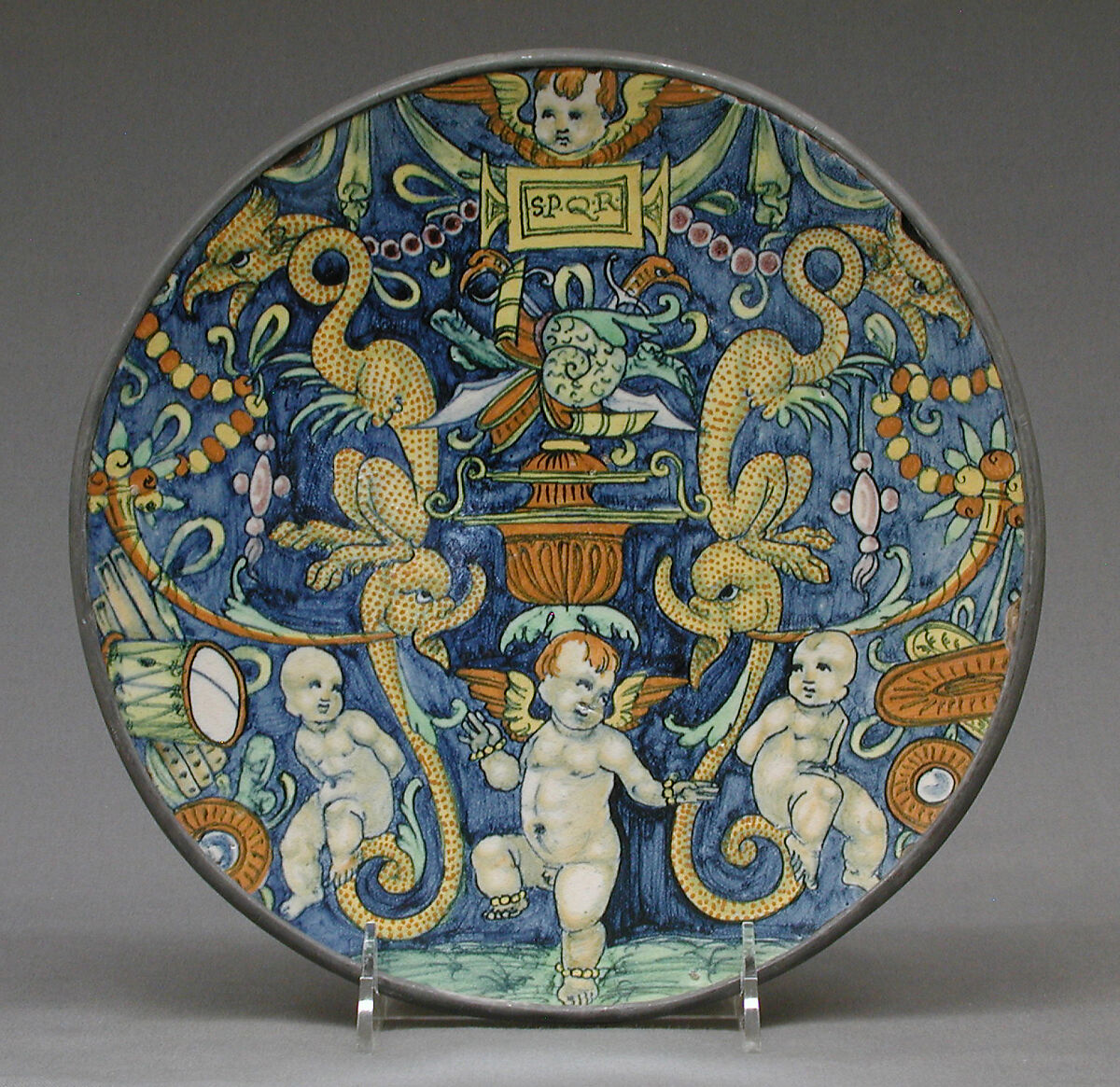 Plate, Maiolica (tin-glazed earthenware), Italian, Castel Durante 