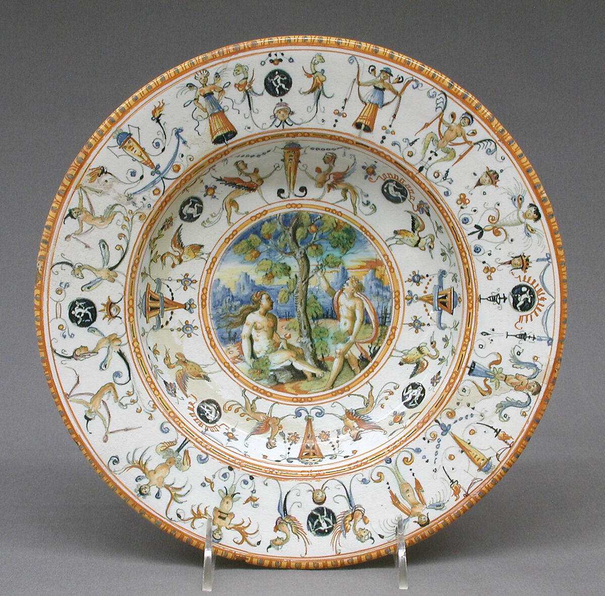 Dish, Maiolica (tin-glazed earthenware), Italian, Urbino or French, Nevers 