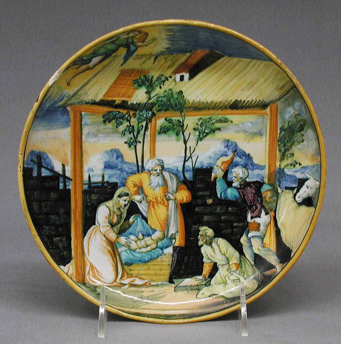 Dish, Probably by Orazio Fontana (Italian, Urbino, ca. 1510–1576), Maiolica (tin-glazed earthenware), Italian, Urbino 