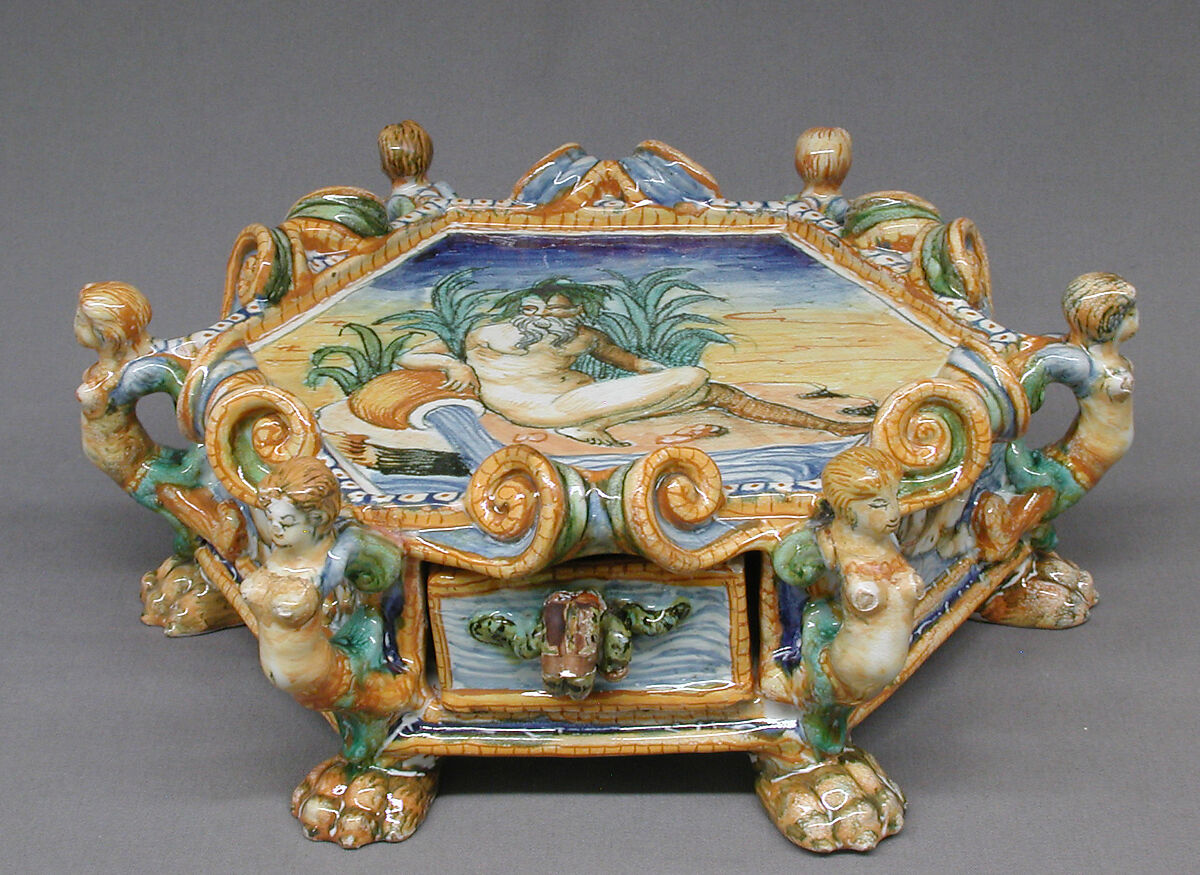Writing case, Maiolica (tin-glazed earthenware), Italian, Urbino