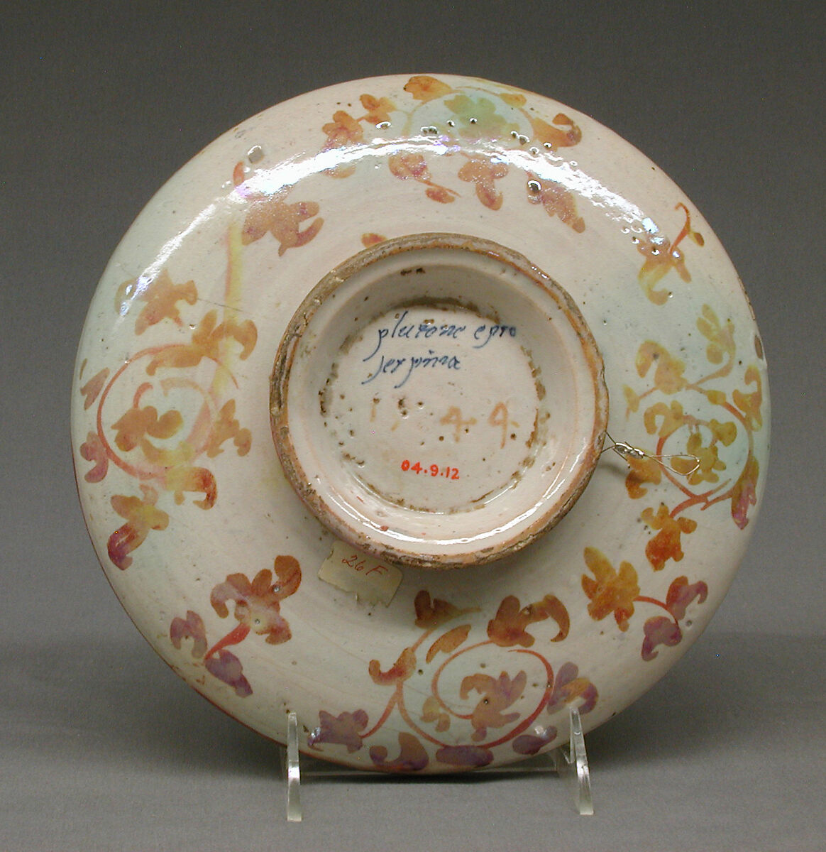 Plate, Maiolica (tin-glazed earthenware), lustered, Italian, Urbino with Gubbio luster