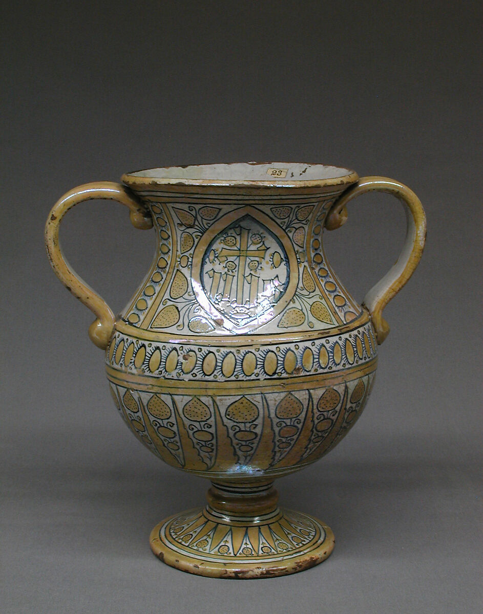 Vase, Maiolica (tin-glazed earthenware), lustered, Italian, Deruta 