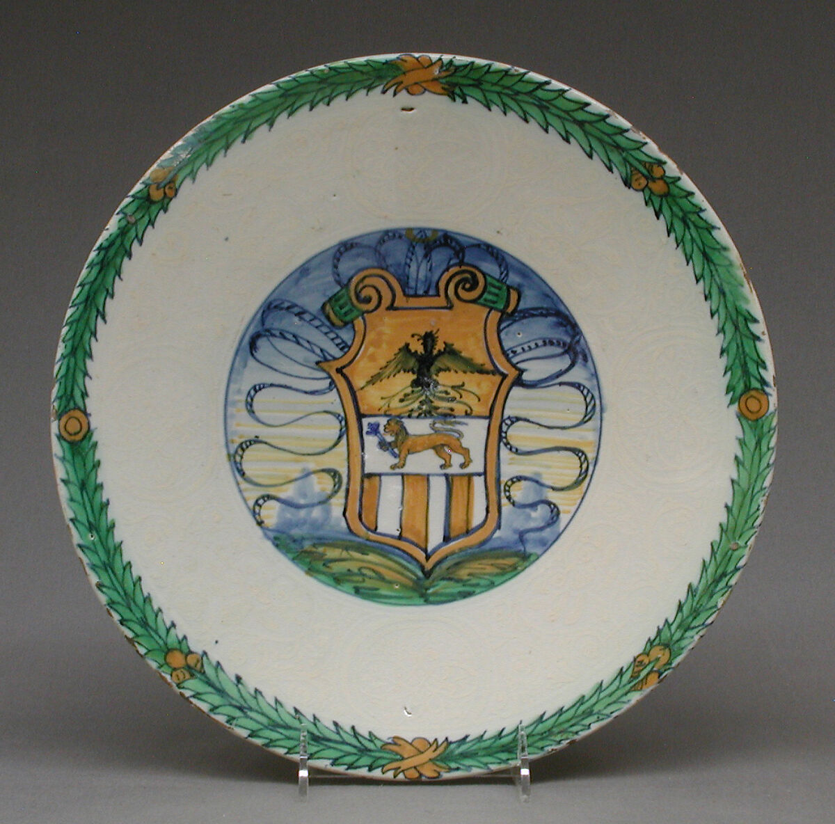 Plate, Maiolica (tin-glazed earthenware), Italian, Pesaro 