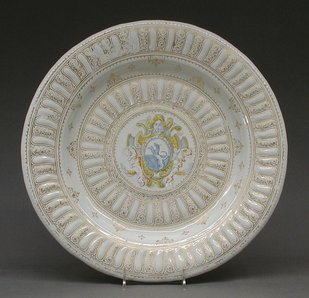 Dish (part of a set), Maiolica (tin-glazed earthenware), Italian, Faenza 