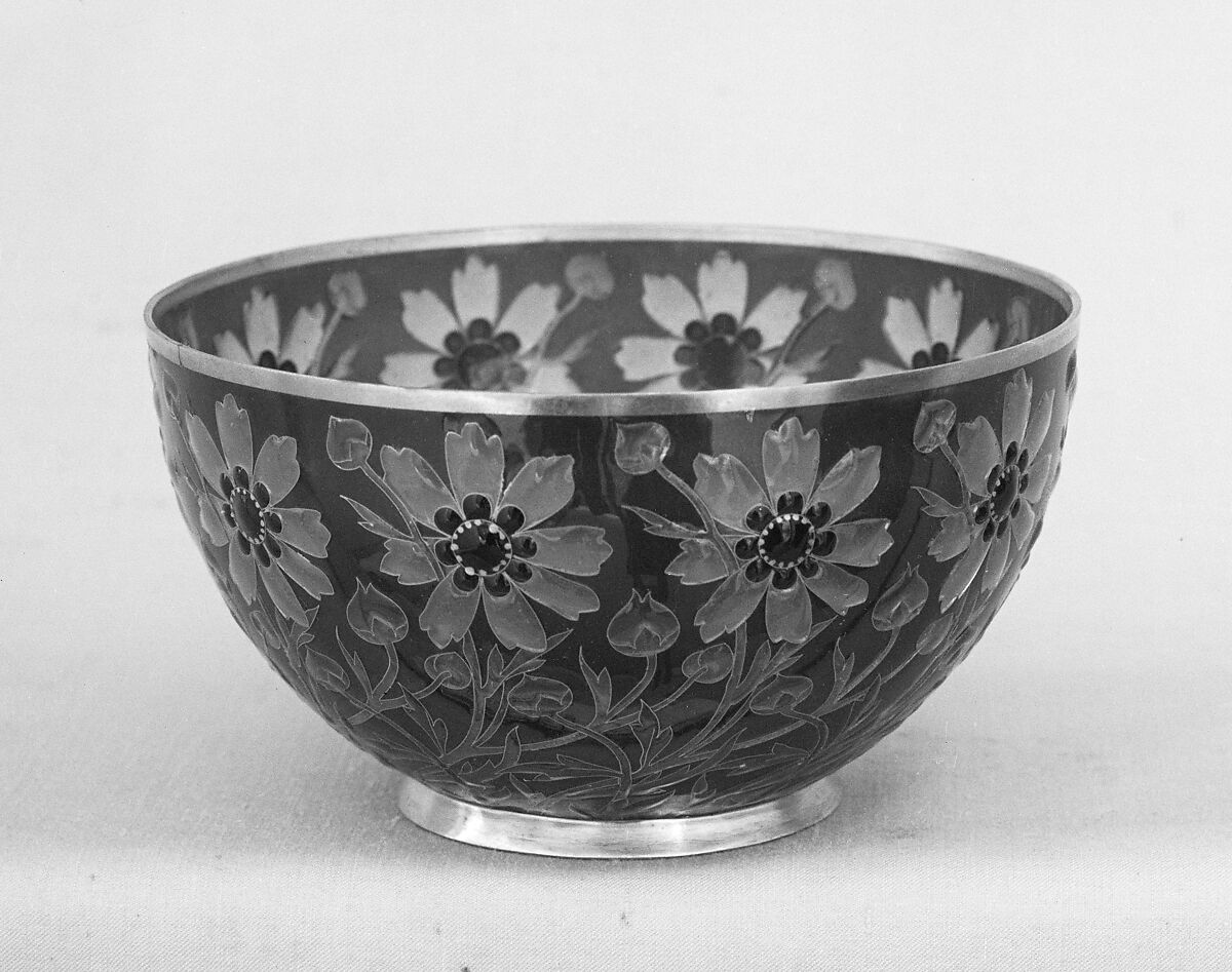 Bowl, Fernand Thesmar (French, 1843–1912), Plique à jour enamel, gold, French, Neuilly-sur-Seine, Paris 