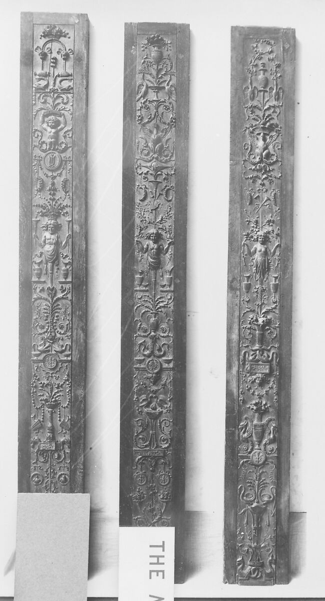 Pilaster panel (part of a set of eight), Oak, French