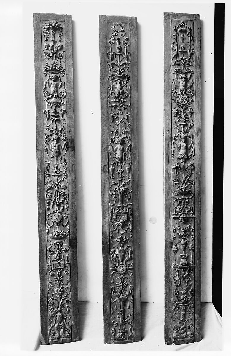 Pilaster panel (part of a set of eight), Oak, French